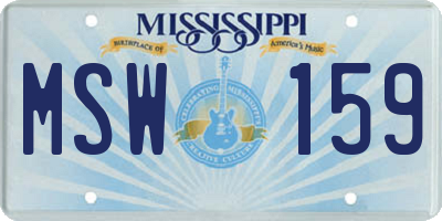 MS license plate MSW159