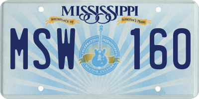 MS license plate MSW160