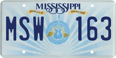 MS license plate MSW163