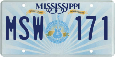 MS license plate MSW171