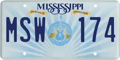 MS license plate MSW174