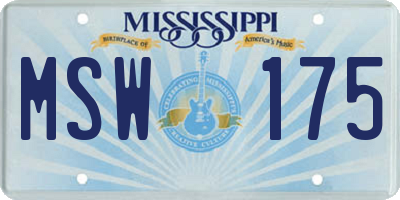 MS license plate MSW175