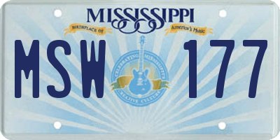 MS license plate MSW177