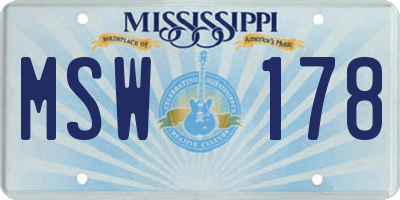 MS license plate MSW178