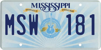 MS license plate MSW181