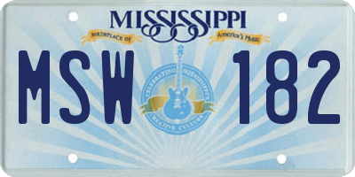 MS license plate MSW182