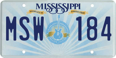MS license plate MSW184