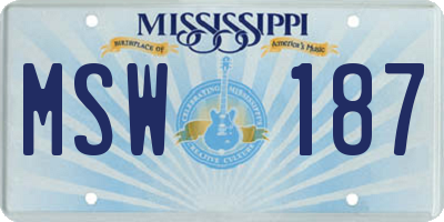 MS license plate MSW187