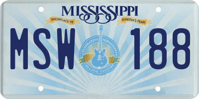 MS license plate MSW188
