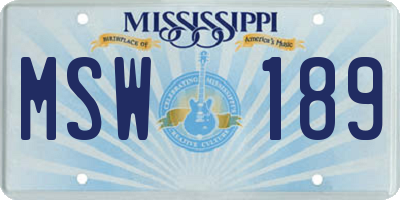 MS license plate MSW189