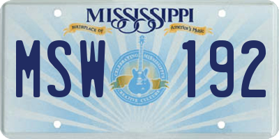 MS license plate MSW192