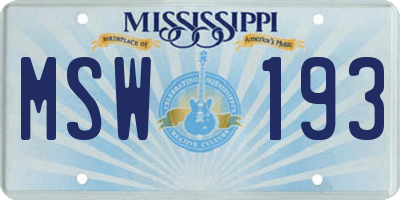 MS license plate MSW193