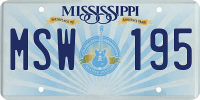 MS license plate MSW195