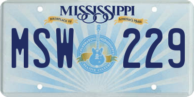 MS license plate MSW229