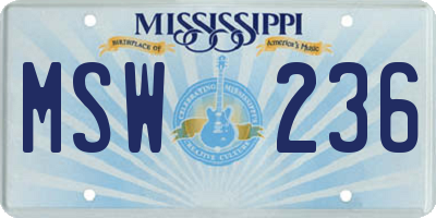 MS license plate MSW236