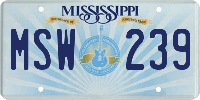 MS license plate MSW239