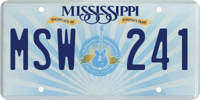 MS license plate MSW241