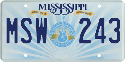 MS license plate MSW243