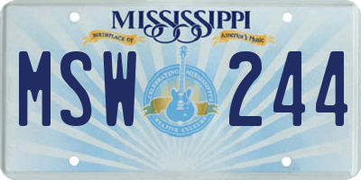 MS license plate MSW244