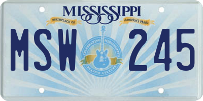 MS license plate MSW245