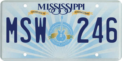 MS license plate MSW246