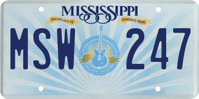 MS license plate MSW247