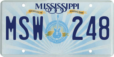 MS license plate MSW248
