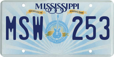 MS license plate MSW253