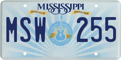MS license plate MSW255