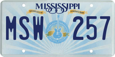 MS license plate MSW257