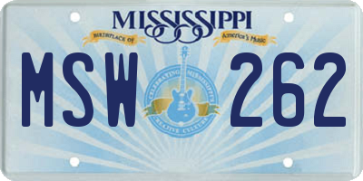 MS license plate MSW262