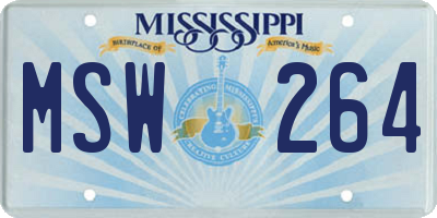 MS license plate MSW264
