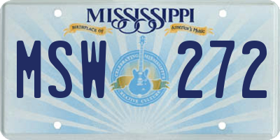 MS license plate MSW272