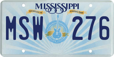 MS license plate MSW276
