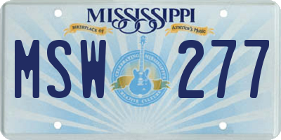 MS license plate MSW277