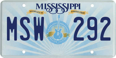 MS license plate MSW292
