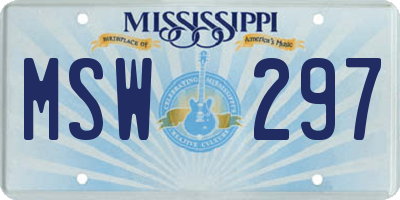 MS license plate MSW297