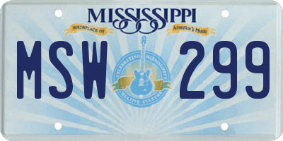 MS license plate MSW299
