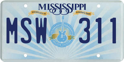 MS license plate MSW311