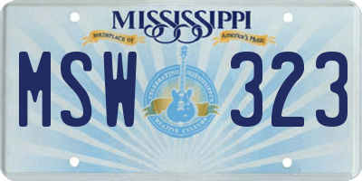 MS license plate MSW323
