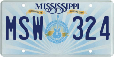 MS license plate MSW324