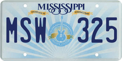 MS license plate MSW325