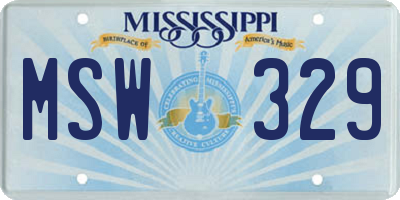 MS license plate MSW329