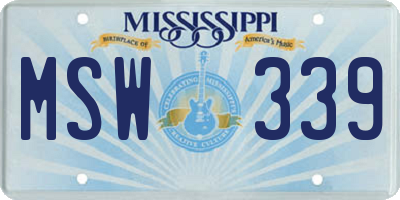 MS license plate MSW339