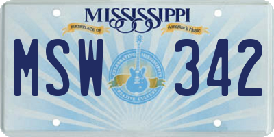 MS license plate MSW342