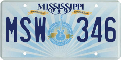 MS license plate MSW346