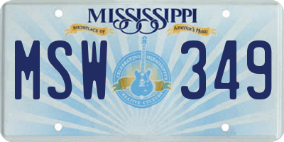 MS license plate MSW349