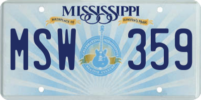 MS license plate MSW359