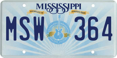 MS license plate MSW364