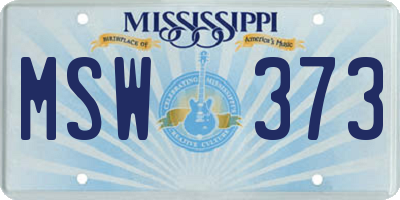 MS license plate MSW373
